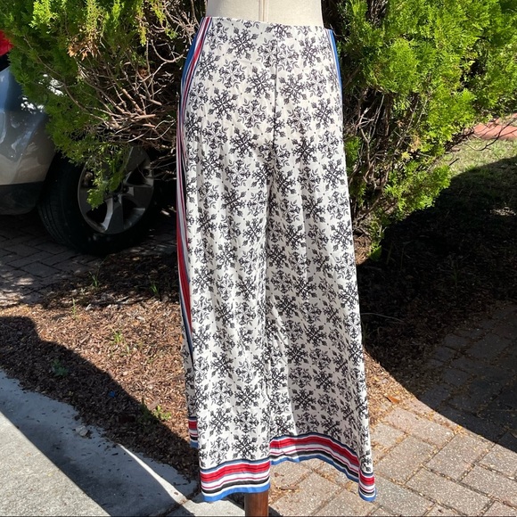 Zara Scarf Print Flowing Wide Leg High Waist Palazzo Pants - Picture 6 of 9